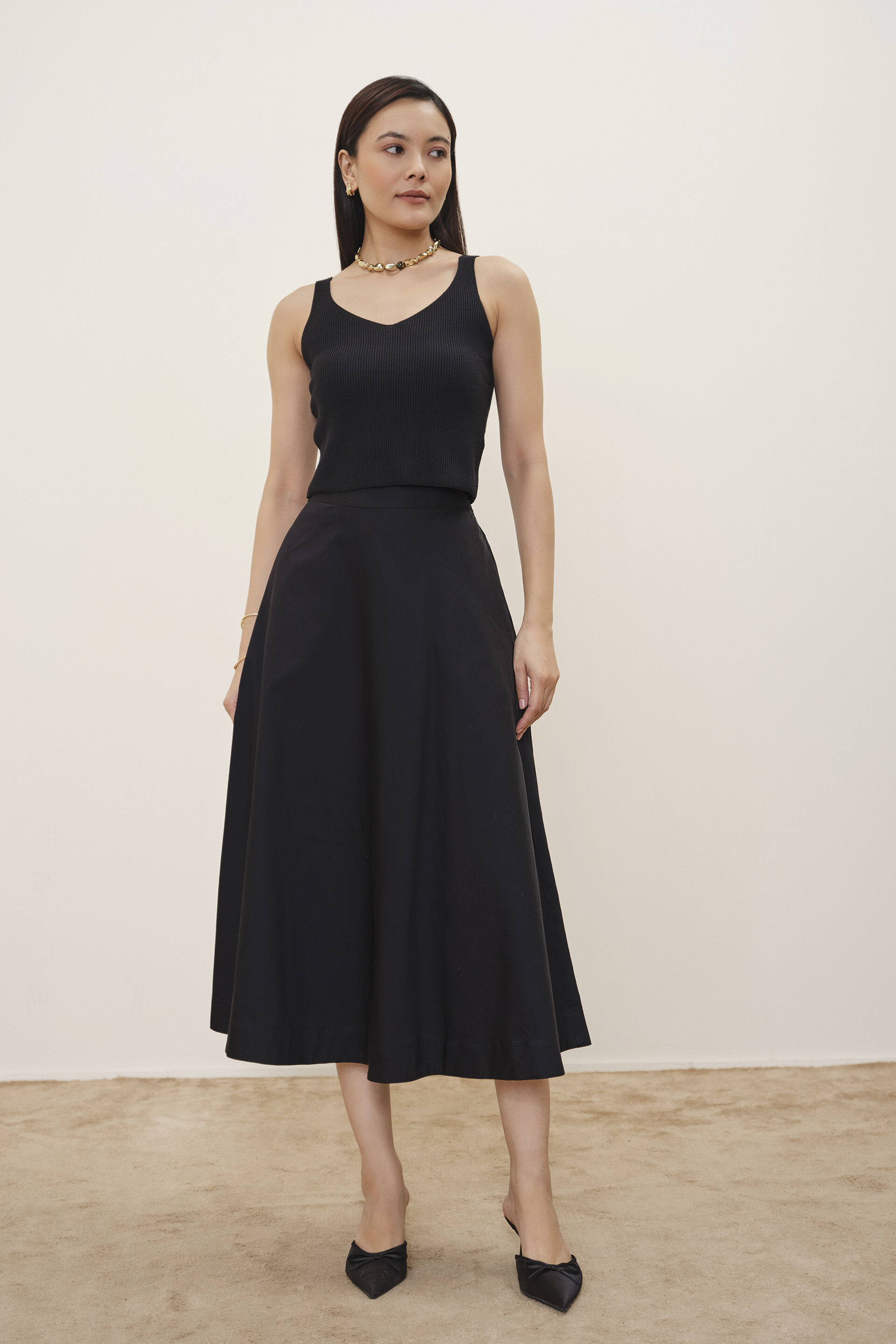 Black Knitted Tank Top, Black, image 2